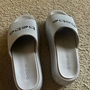 Bebe Silver Slide Sandals